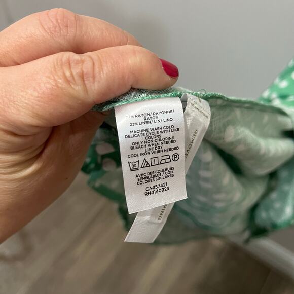 Loft Green Polka Dot Midi Dress Sz SP Linen Blend Summer Cottagecore Retro Chic - Picture 8 of 10
